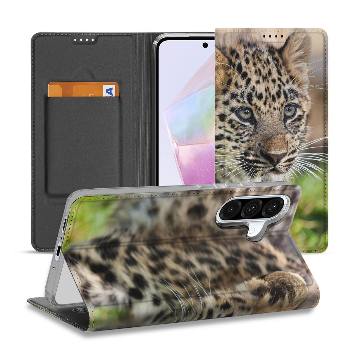 Samsung Galaxy A56 A36 Hoesje maken Baby Luipaard voorkant zijkant details