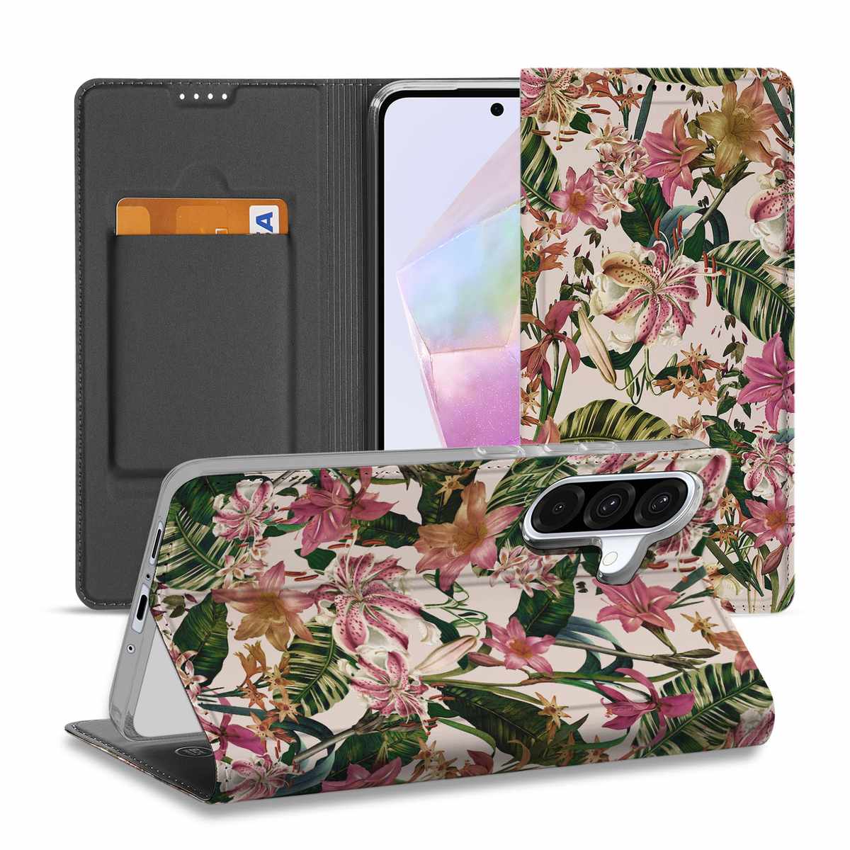 Samsung Galaxy A56 A36 Smart Cover Flowers bloemen ontwerp voorzijde