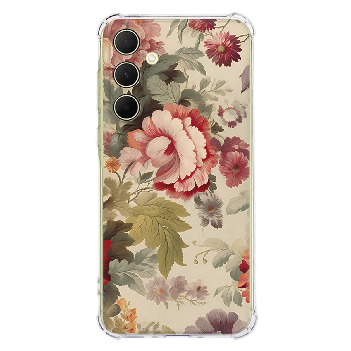 Samsung Galaxy A56 Hoesje - Bloemen TPU Antishock bloemenprint achterkant transparant
