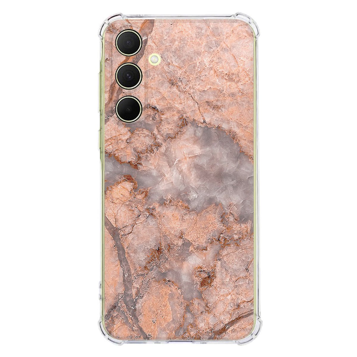 Samsung Galaxy A56 Hoesje Marmer Oranje TPU Antishock hoesje design marmer oranje aanzicht