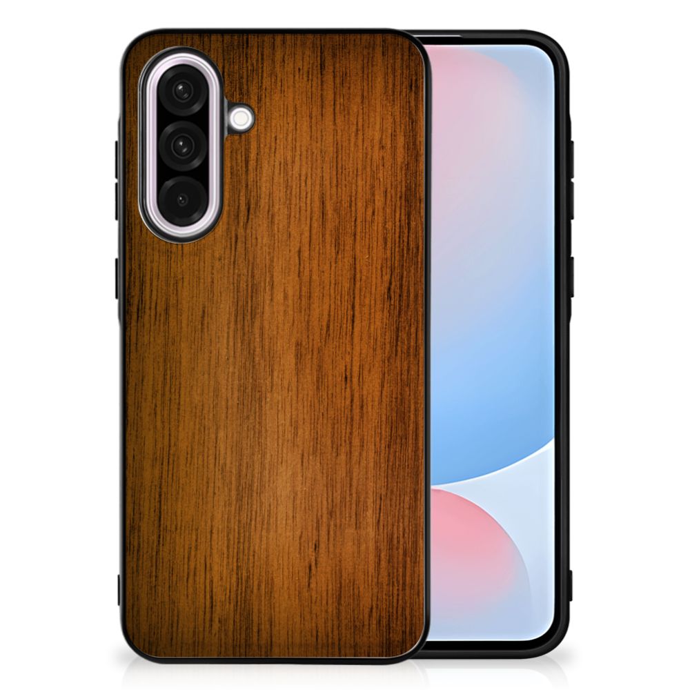 Samsung Galaxy A56 Houten Print Telefoonhoesje Donker Hout achterkant houten print