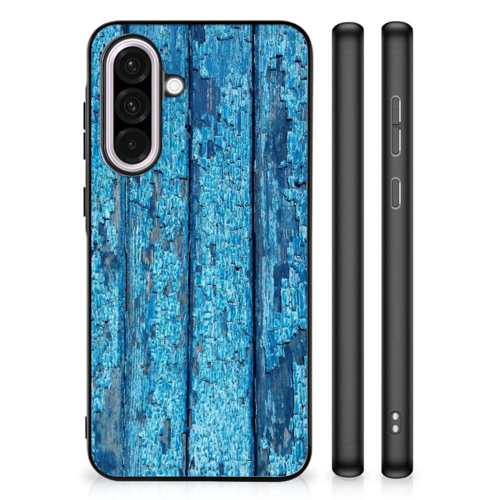 Samsung Galaxy A56 Houten Print Telefoonhoesje Wood Blue hout print achterkant zijkanten