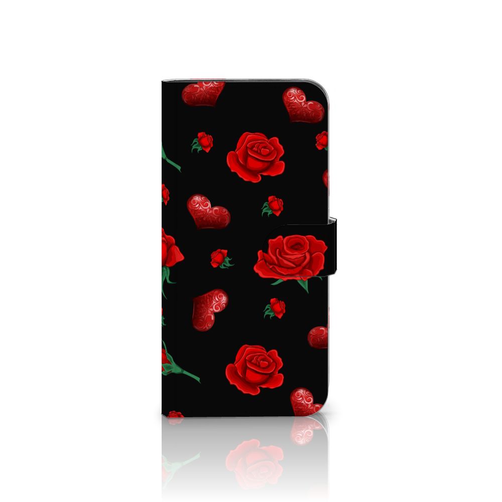 Samsung Galaxy A56 Leuk Hoesje Valentine bookcase design rozen hartjes aanzicht