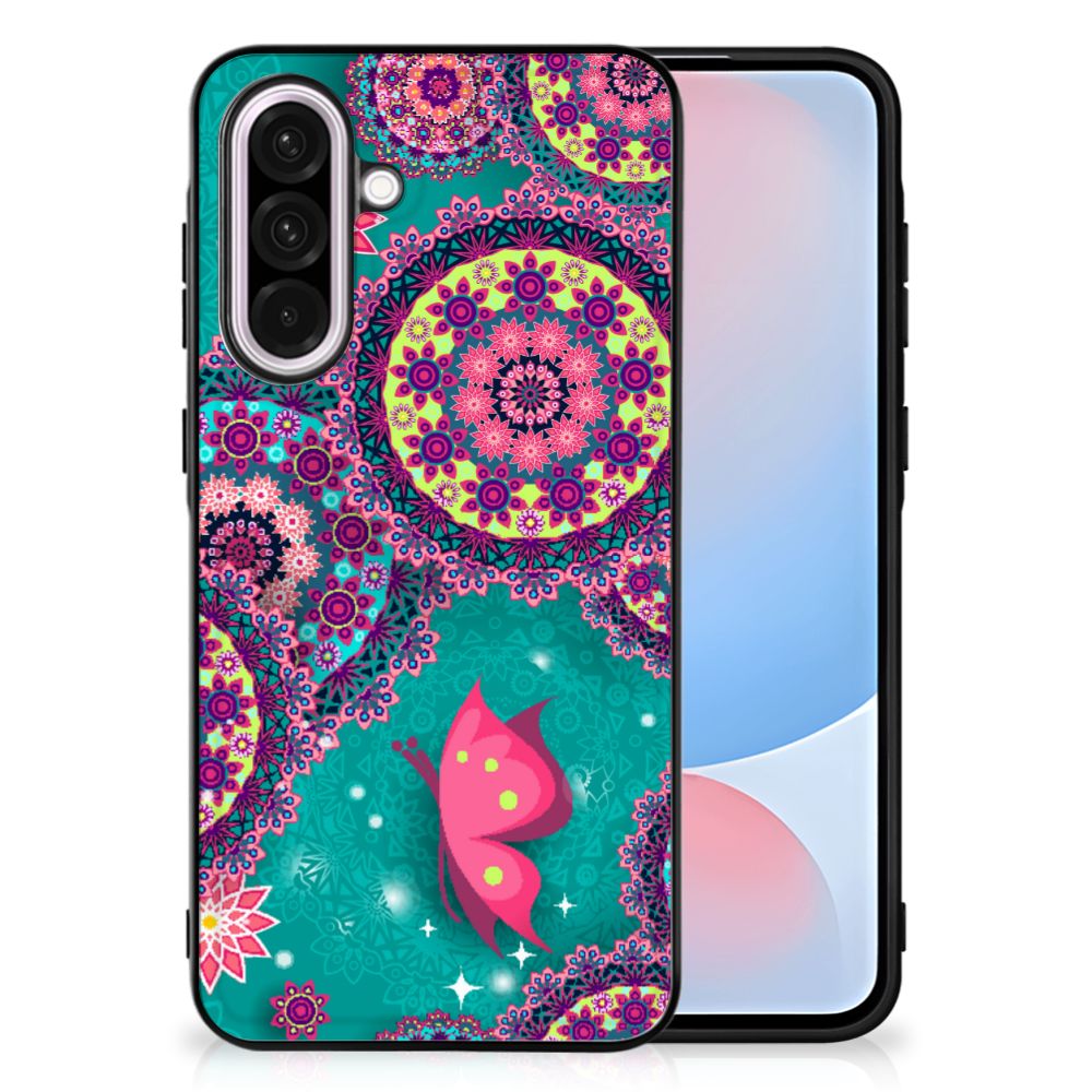 Samsung Galaxy A56 Leuk Telefoonhoesje Cirkels en Vlinders back cover kleurrijk design