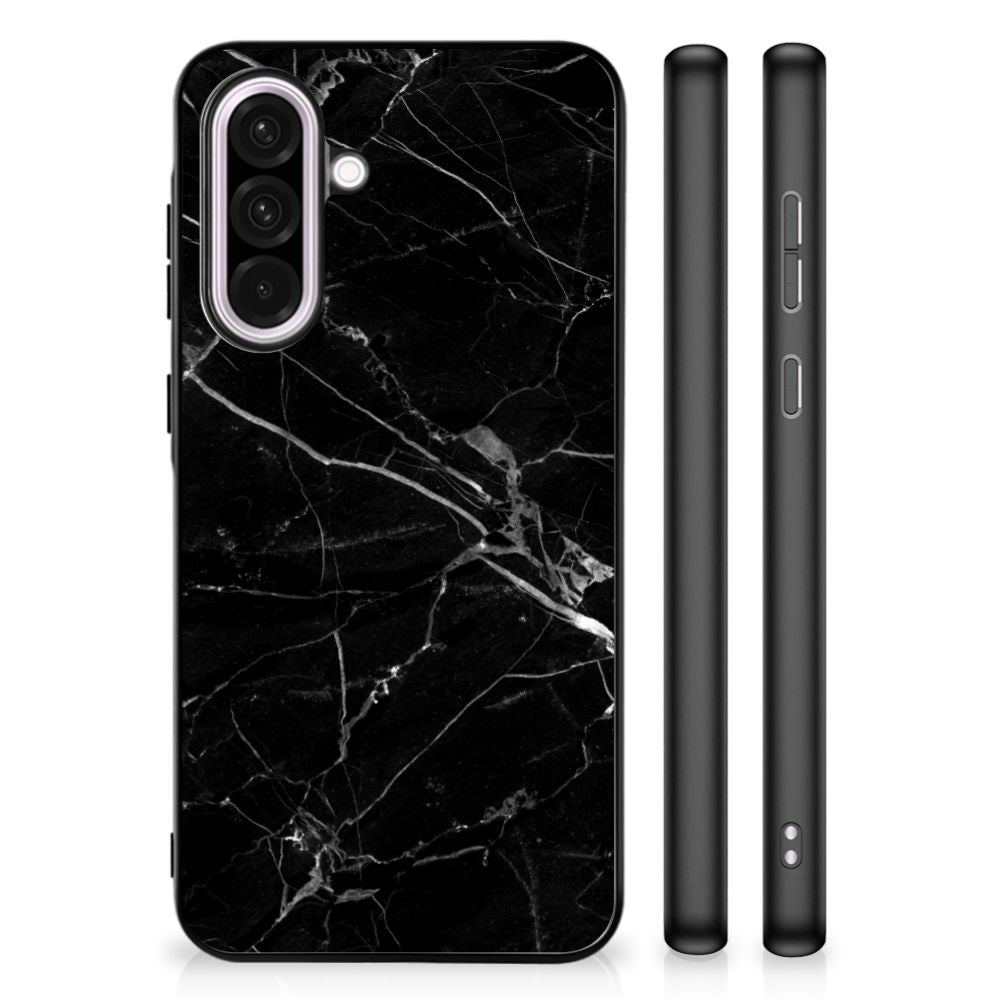 Samsung Galaxy A56 Marmeren Print Telefoonhoesje Marmer Zwart back cover marmer zwart zijaanzicht