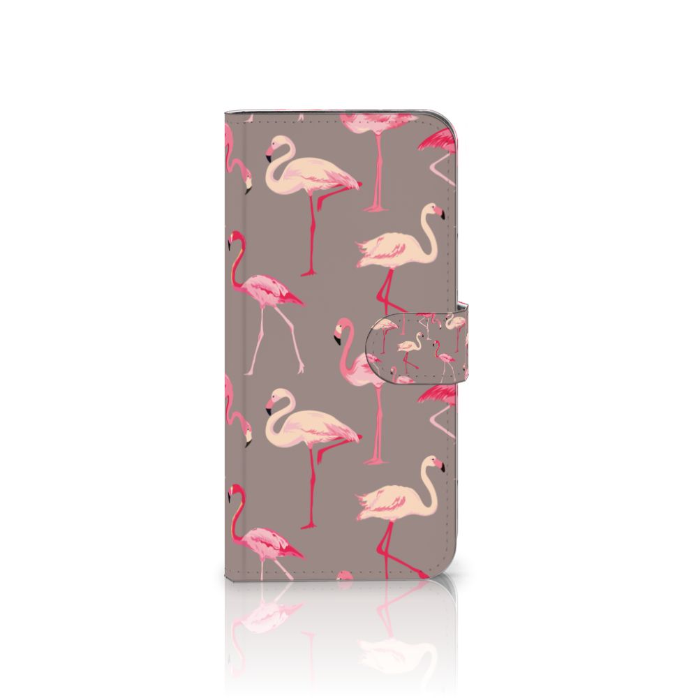 Samsung Galaxy A56 Telefoonhoesje met Pasjes Flamingo telefoonhoesje flamingo's design voorkant