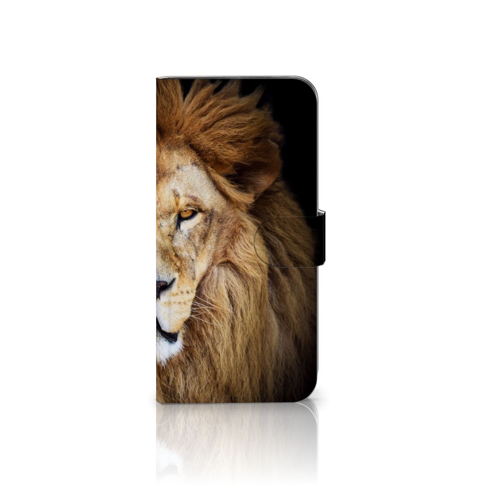 Samsung Galaxy A56 Telefoonhoesje met Pasjes Leeuw design leeuw aanzicht