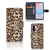 Samsung Galaxy A56 telefoonhoesje met pasjes leopard design voorkant en binnenkant aanzicht