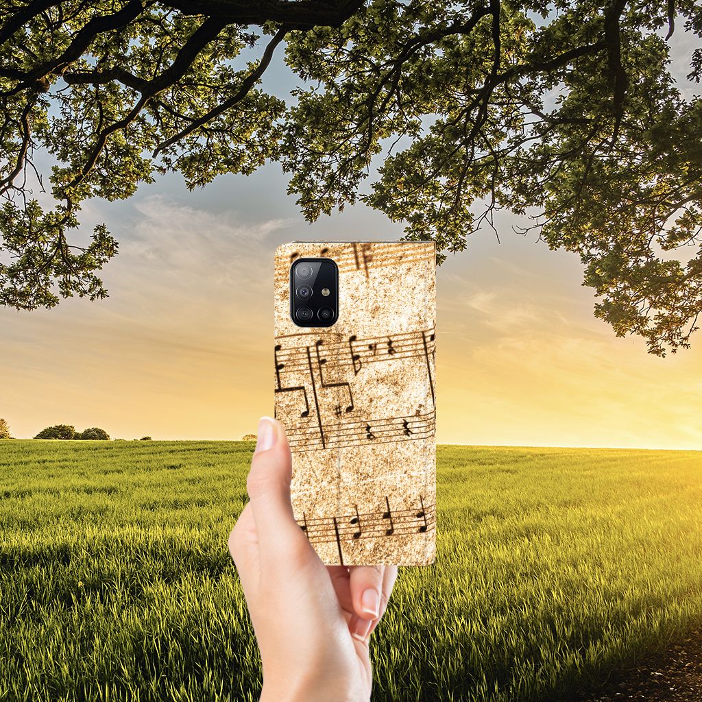 Samsung Galaxy A71 Stand Case Bladmuziek - B2C Telecom