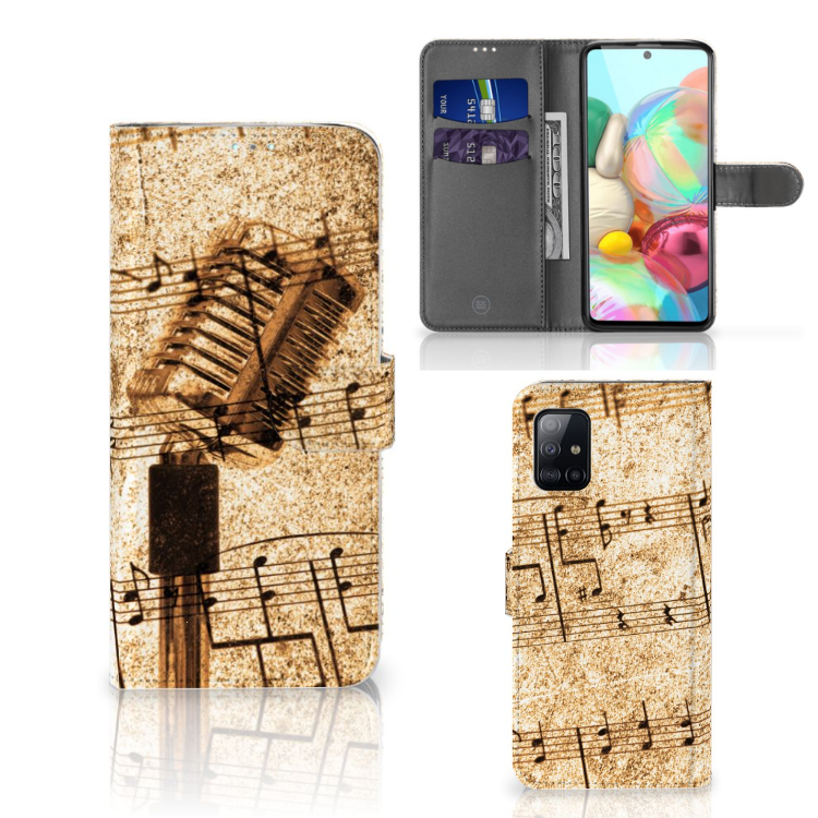Samsung Galaxy A71 Telefoonhoesje met foto Bladmuziek muziekinstrument bladmuziek design