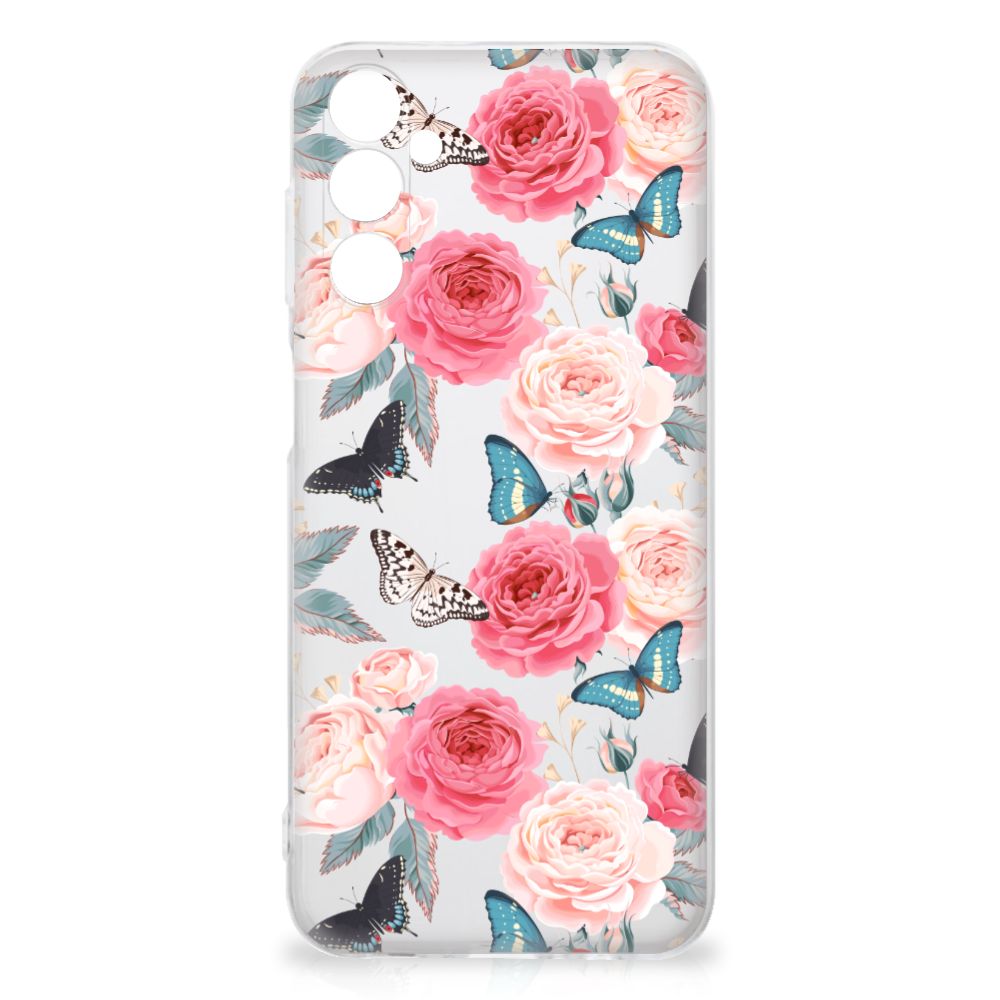 Samsung Galaxy M14 TPU Case Butterfly Roses achterkant