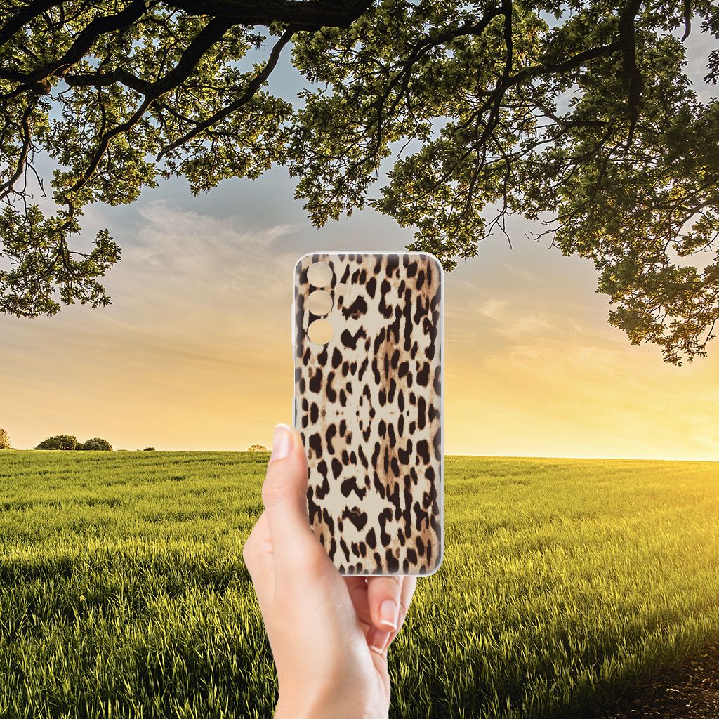 Samsung Galaxy M14 TPU Hoesje Leopard luipaardprint aanzicht
