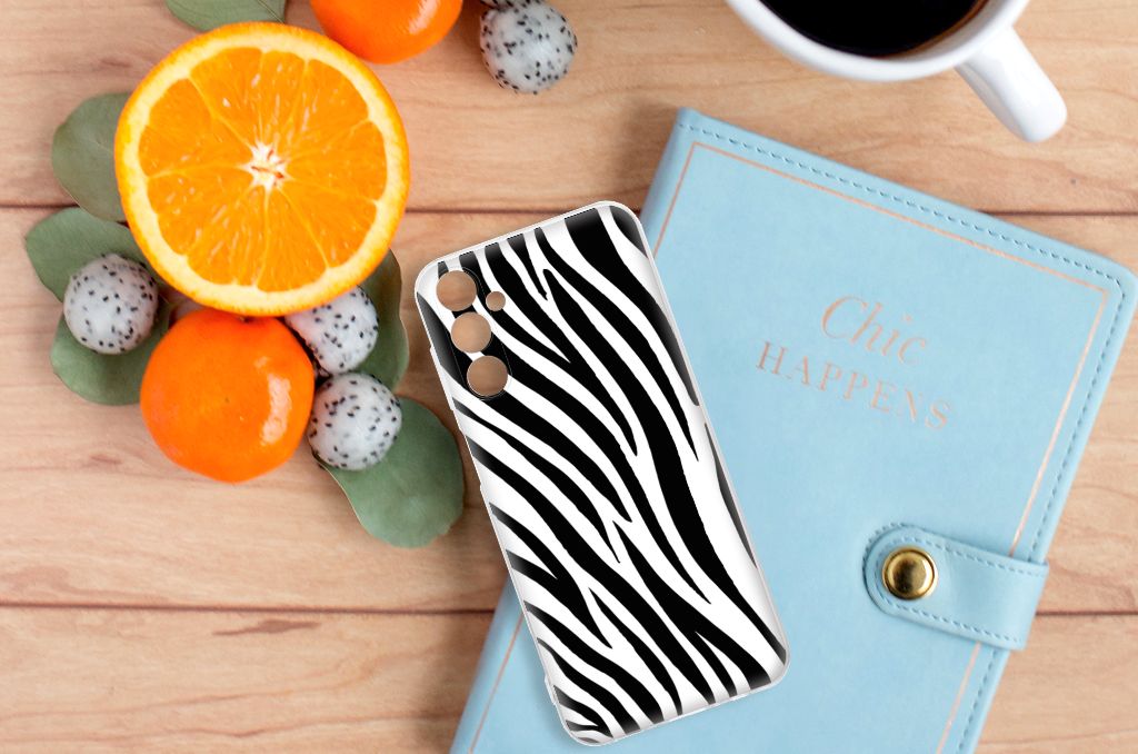 Samsung Galaxy M14 TPU Hoesje Zebra zebrapatroon design bovenaanzicht