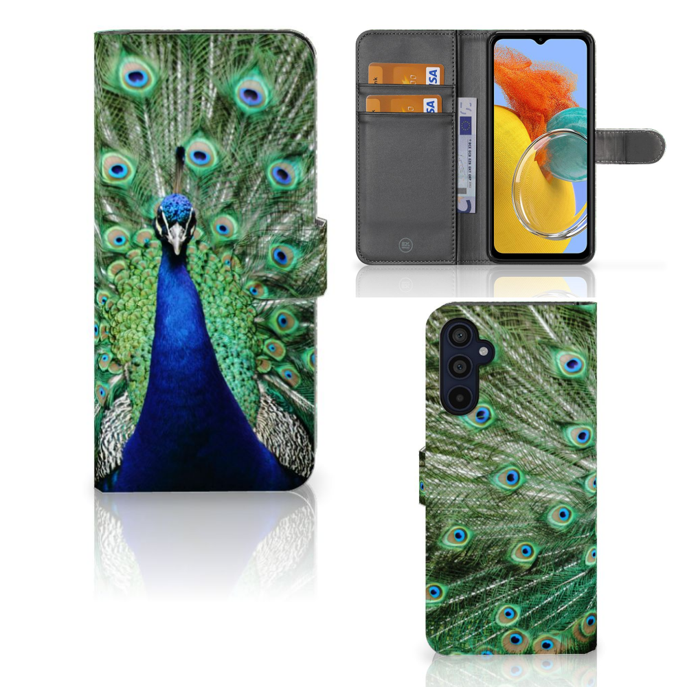 Samsung Galaxy M14 Telefoonhoesje met Pasjes Pauw