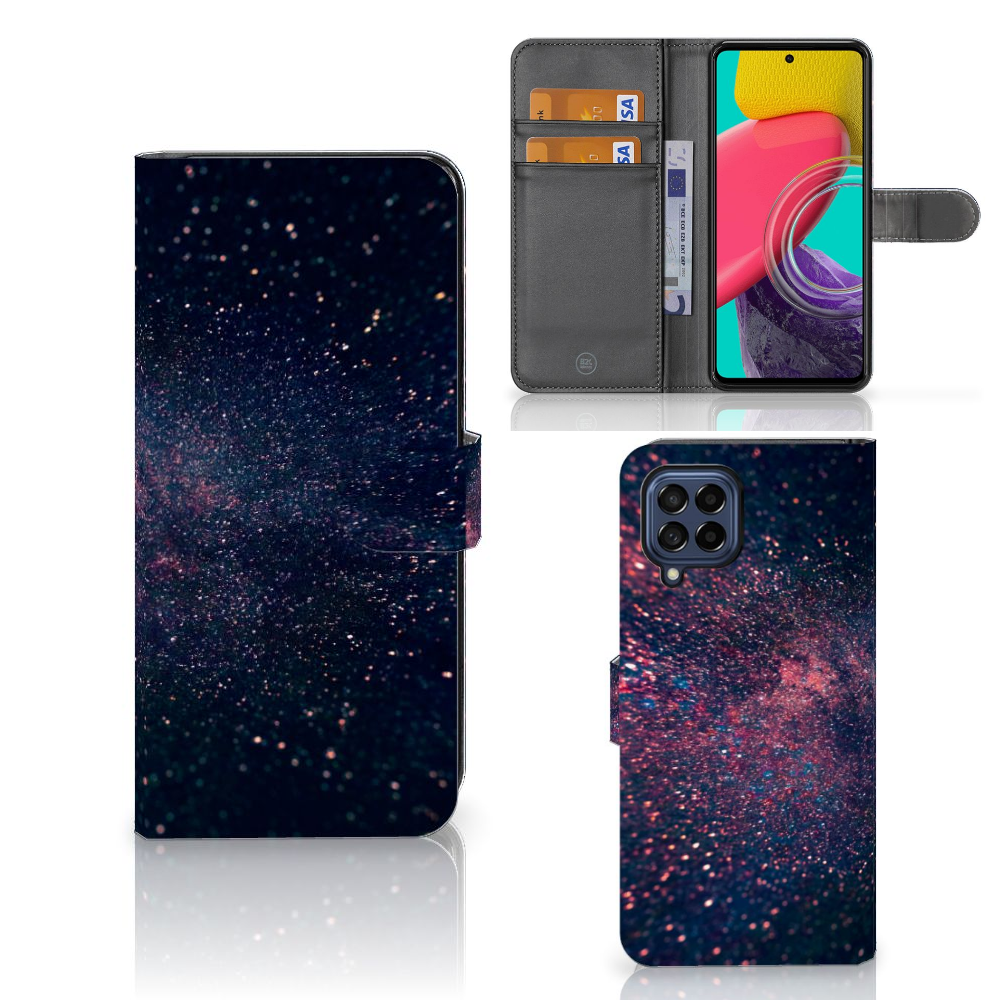 Samsung Galaxy M53 Book Case Stars met sterren thema, ruimte voor 3 pasjes đ, elegant en duurzaam ontwerp.