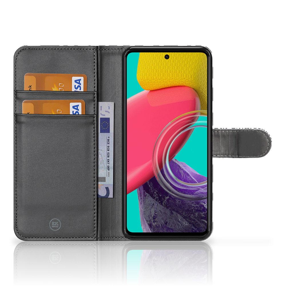 Samsung Galaxy M53 Telefoonhoesje met Pasjes Zebra telefoonhoesje zebraprint aanzicht binnenzijde