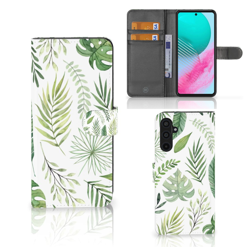 Samsung Galaxy M54 Hoesje Leaves hoesje bladeren design voorzijde achterzijde