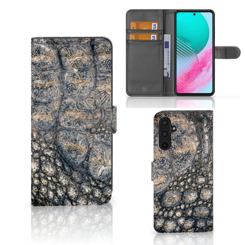 Samsung Galaxy M54 Telefoonhoesje met Pasjes Krokodillenprint telefoonhoesje krokodillenprint design aanzicht