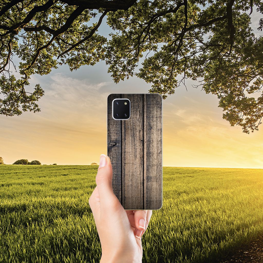 Samsung Galaxy Note 10 Lite Bumper Hoesje Steigerhout steigerhout achterzijde hand zonsondergang