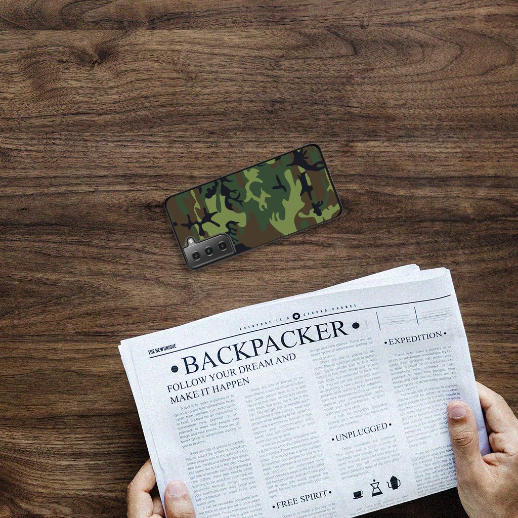 Samsung Galaxy S21 Back Case Army Dark camouflage design top view