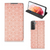 Samsung Galaxy S21 Hoesje met Magneet Pattern Orange design oranje wit patroon aanzicht