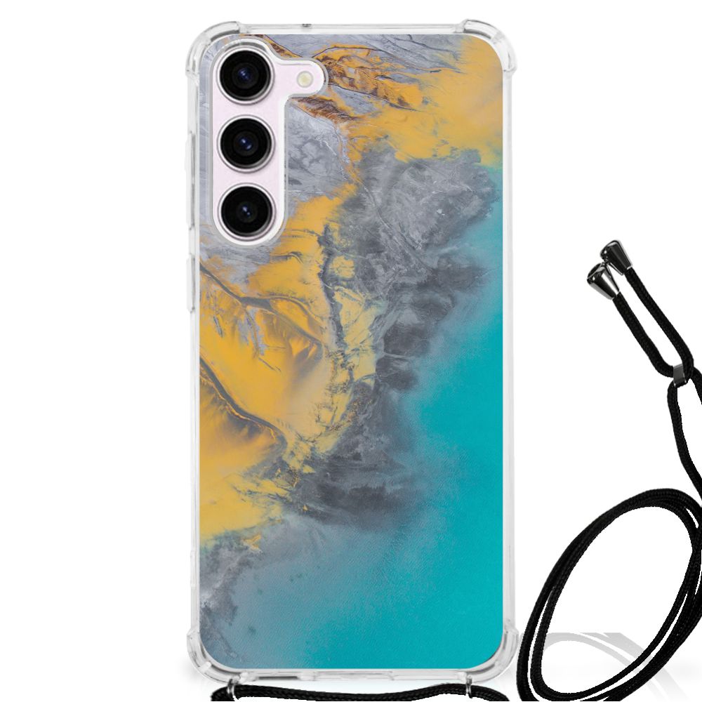 Samsung Galaxy S23 Anti-Shock Hoesje Marble Blue Gold B2C Telecom