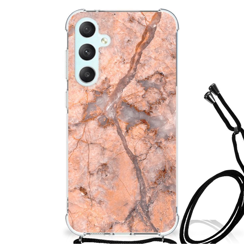 Samsung Galaxy S23 FE Anti-Shock Hoesje Marmer Oranje B2C Telecom