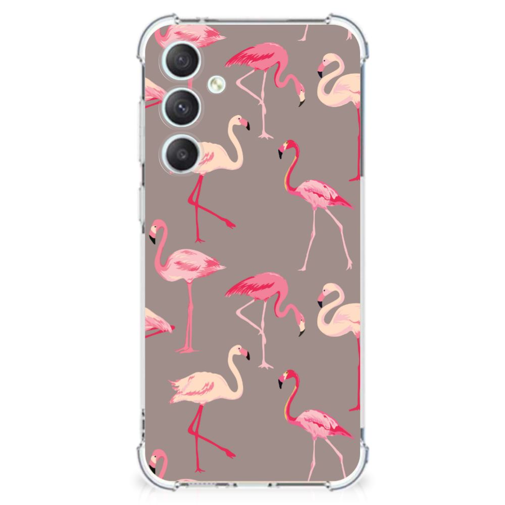 Samsung Galaxy S23 FE Case Anti-shock Flamingo flamingo design achterkant