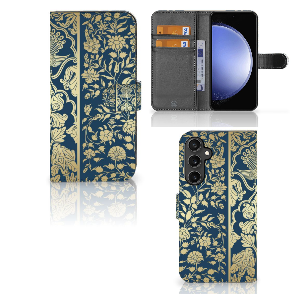 Samsung Galaxy S23 FE Hoesje Beige Flowers hoesje beige bloemen aanzicht