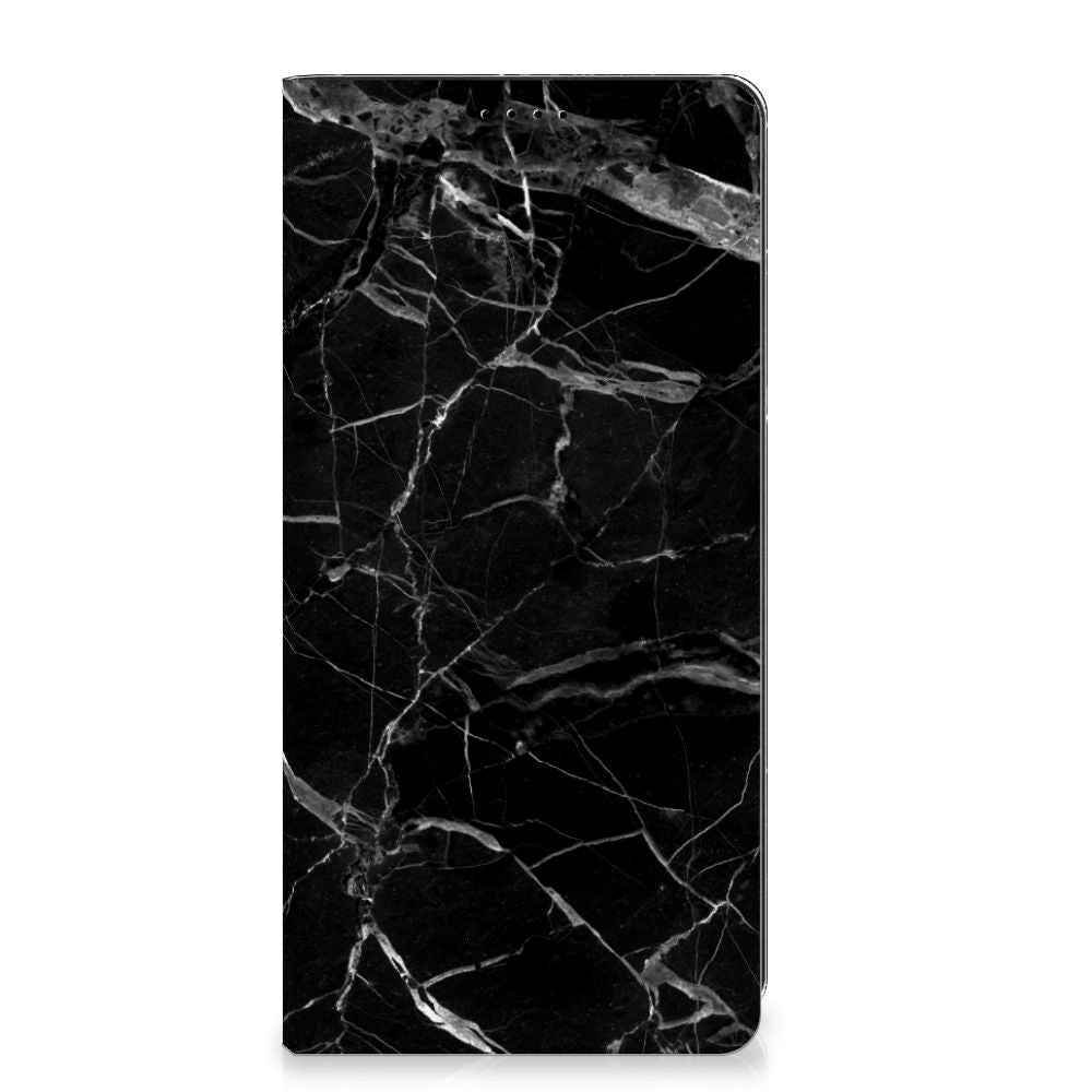Samsung Galaxy S23 FE Standcase Marmer Zwart origineel cadeau vader zwart marmer voorkant