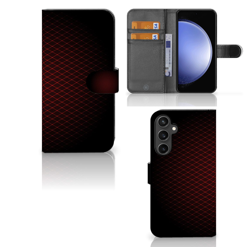 Samsung Galaxy S23 FE Telefoon Hoesje Geruit Rood met ruimte voor 3 pasjes en minimalistisch design