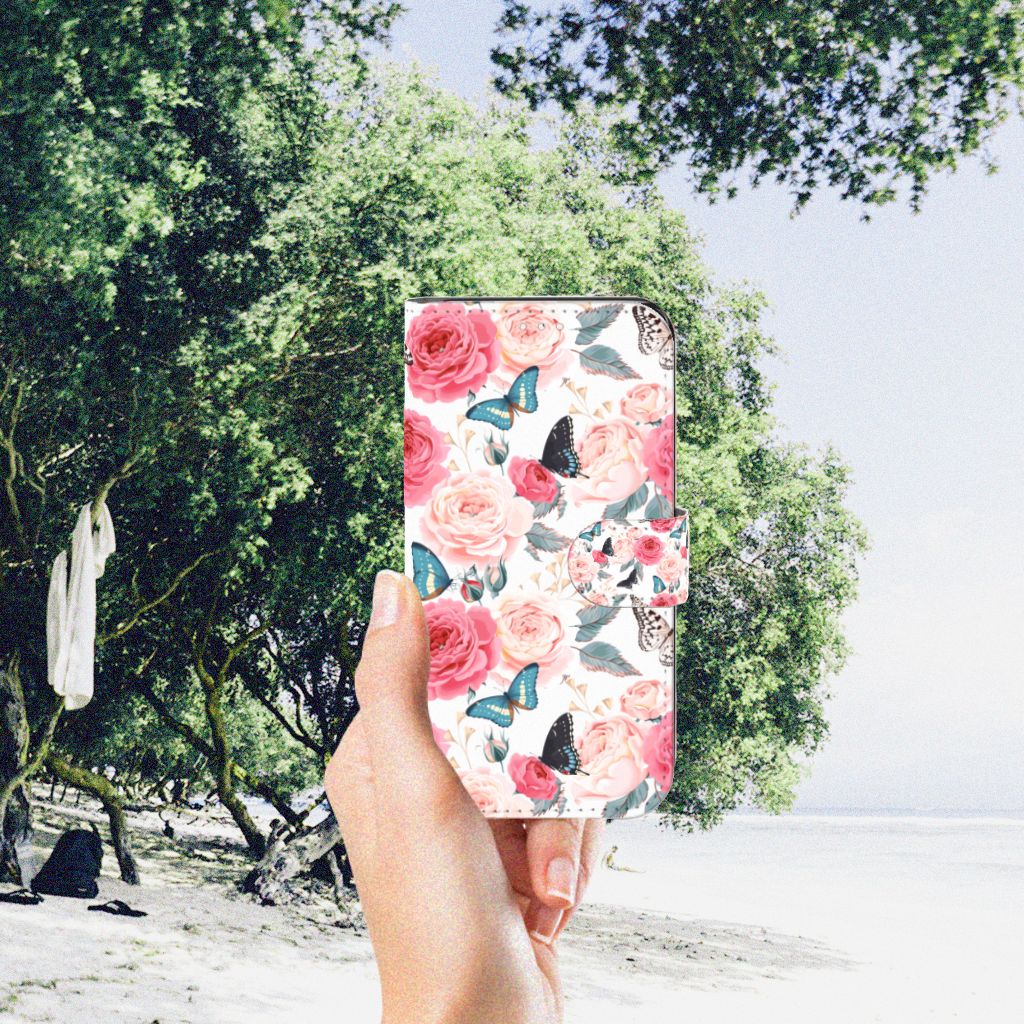 Samsung Galaxy S23 Hoesje Butterfly Roses telefoonhoesje bloemen vlinders