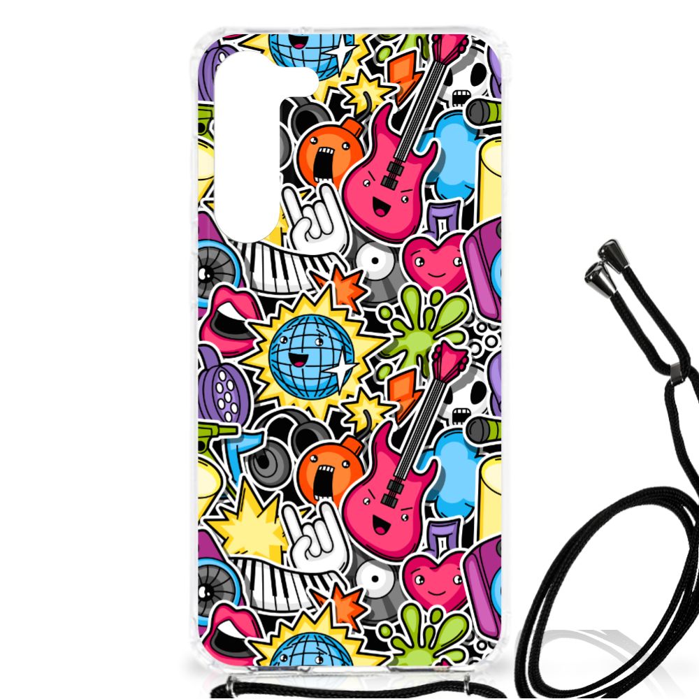 Samsung Galaxy S23 Plus Anti Shock Bumper Case Punk Rock kleurrijk ontwerp gezicht