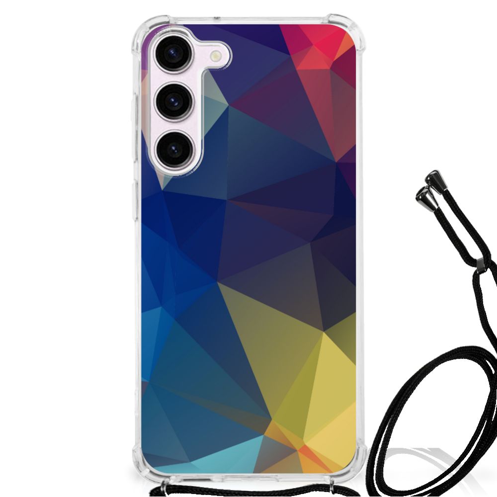 Samsung Galaxy S23 Shockproof Case Polygon Dark design aanzicht