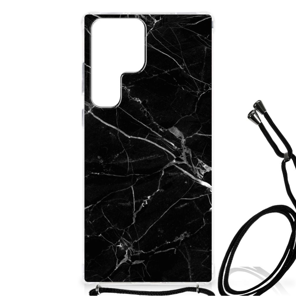 Samsung Galaxy S23 Ultra Anti-Shock Hoesje Marmer Zwart - Origineel Cadeau Vader B2C Telecom