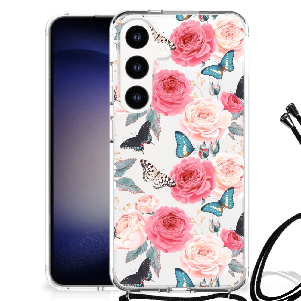 Samsung Galaxy S24 Case Butterfly Roses design achterkant
