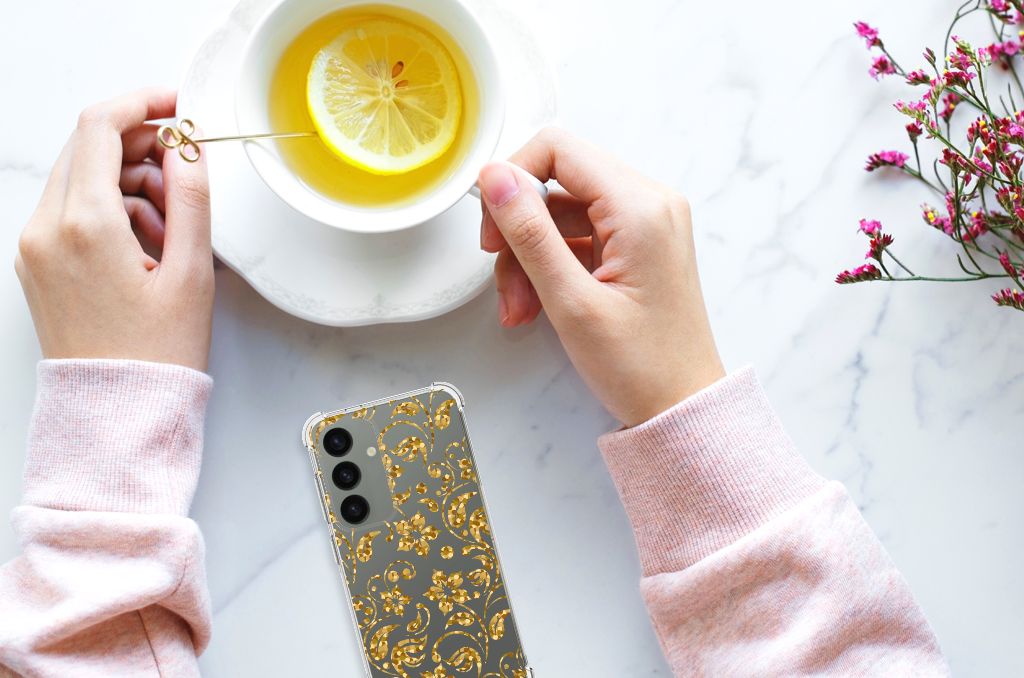 Samsung Galaxy S24 Case Gouden Bloemen B2C Telecom
