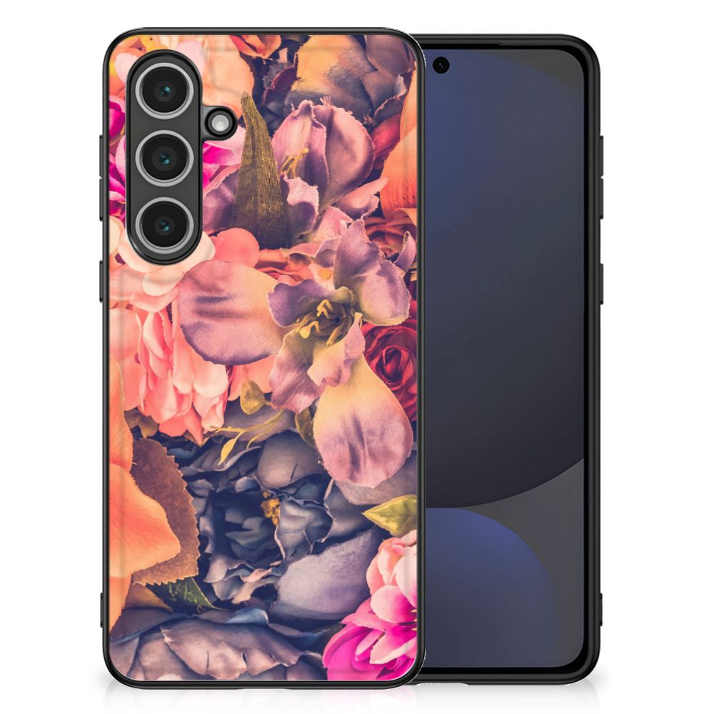 Samsung Galaxy S24 FE Bloemen Hoesje Bosje Bloemen bloemenprint back cover zwart