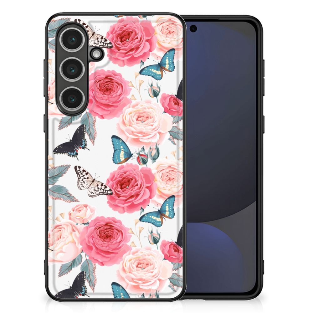 Samsung Galaxy S24 FE Bloemen Hoesje Butterfly Roses bloemen planten print voorkant