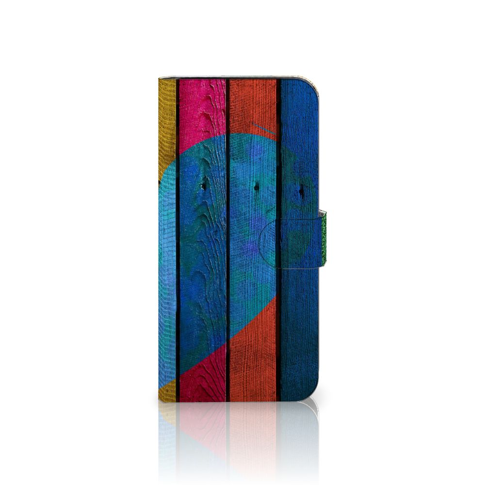 Samsung Galaxy S24 FE Book Style Case Wood Heart boekhoesje hart voorkant