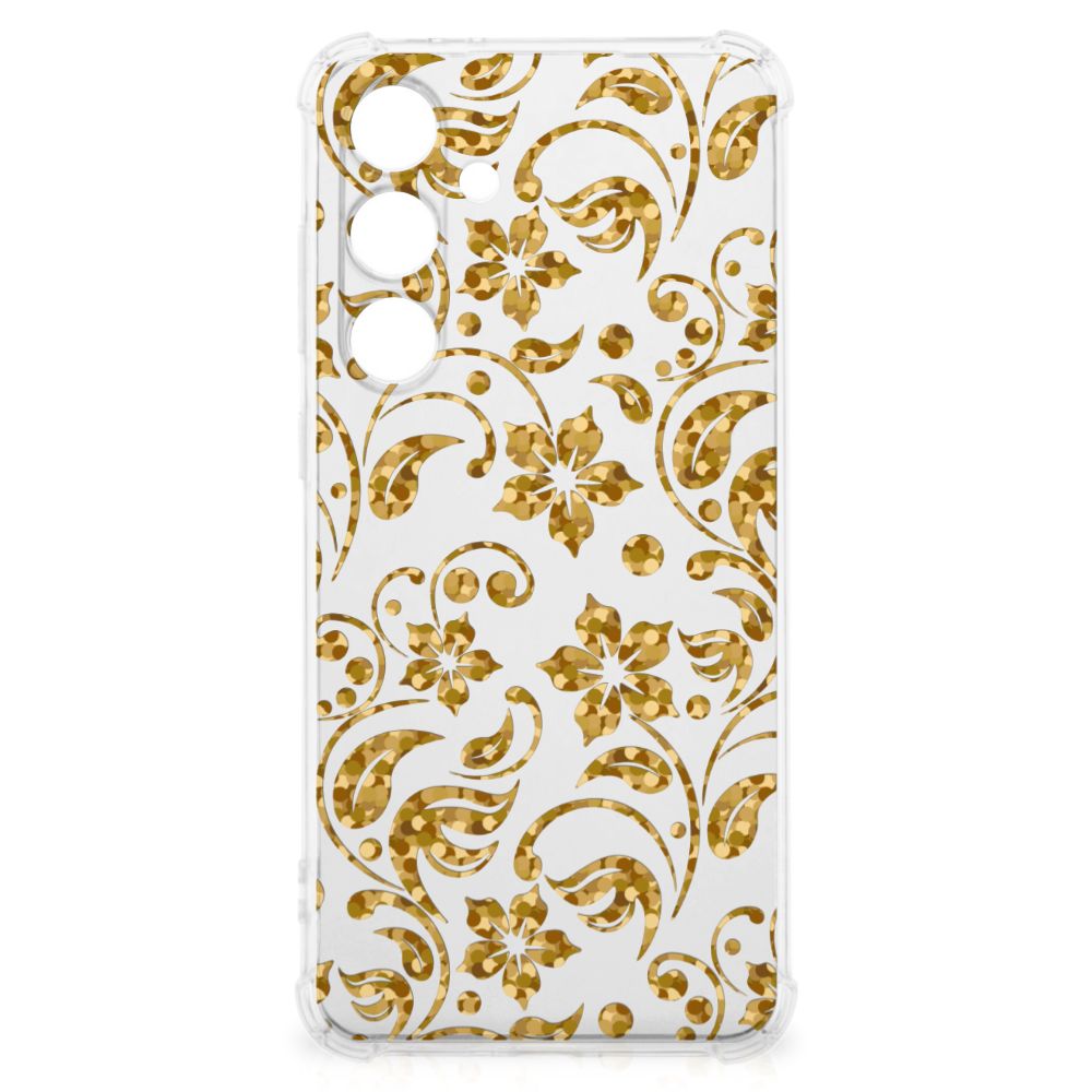 Samsung Galaxy S24 FE Case Gouden Bloemen achterkant design gouden bloemen