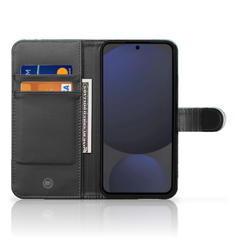 Samsung Galaxy S24 FE Hoesje Cirkels en Vlinders bookstyle case design aanzicht
