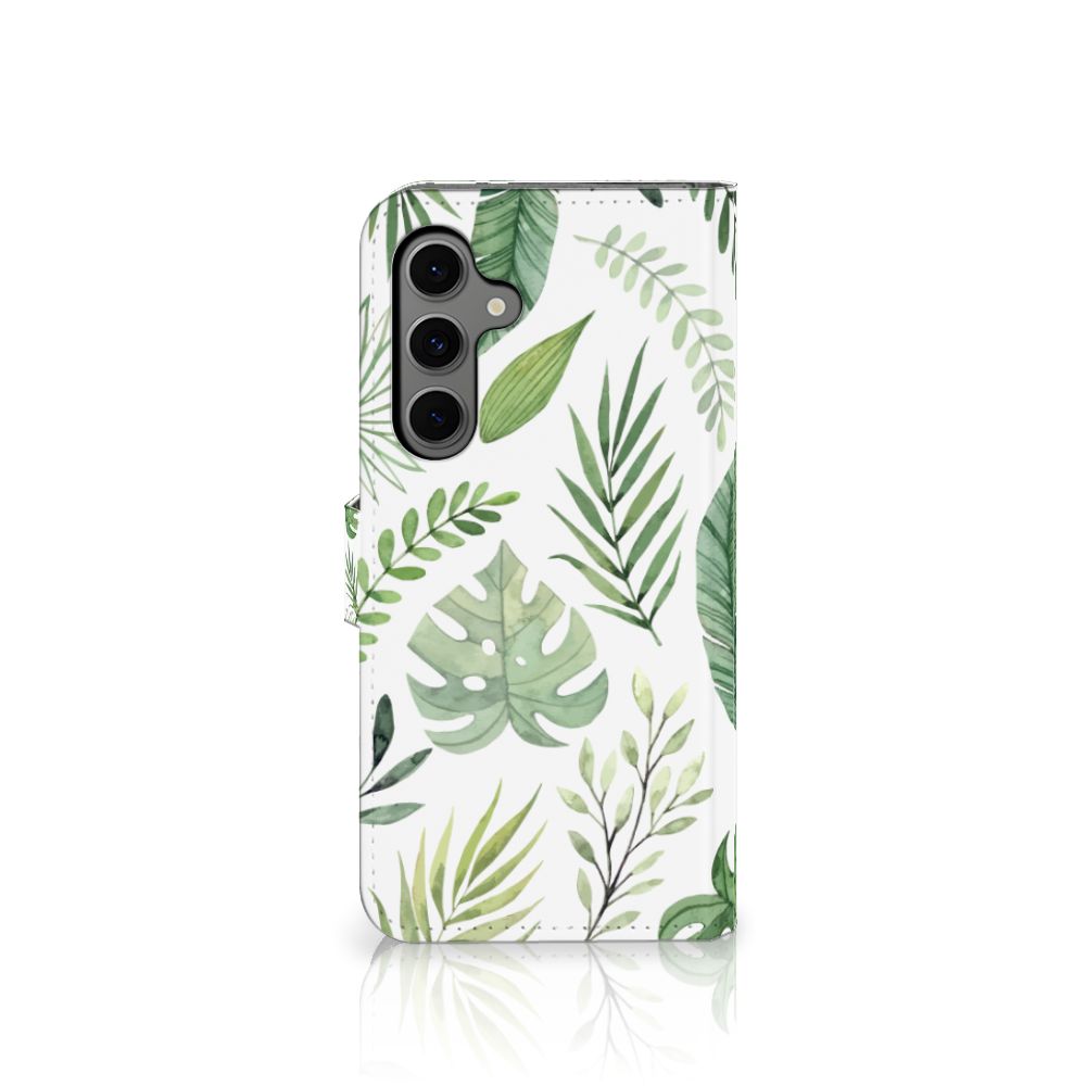 Samsung Galaxy S24 FE Hoesje Leaves telefoonhoesje bladeren design vooraanzicht