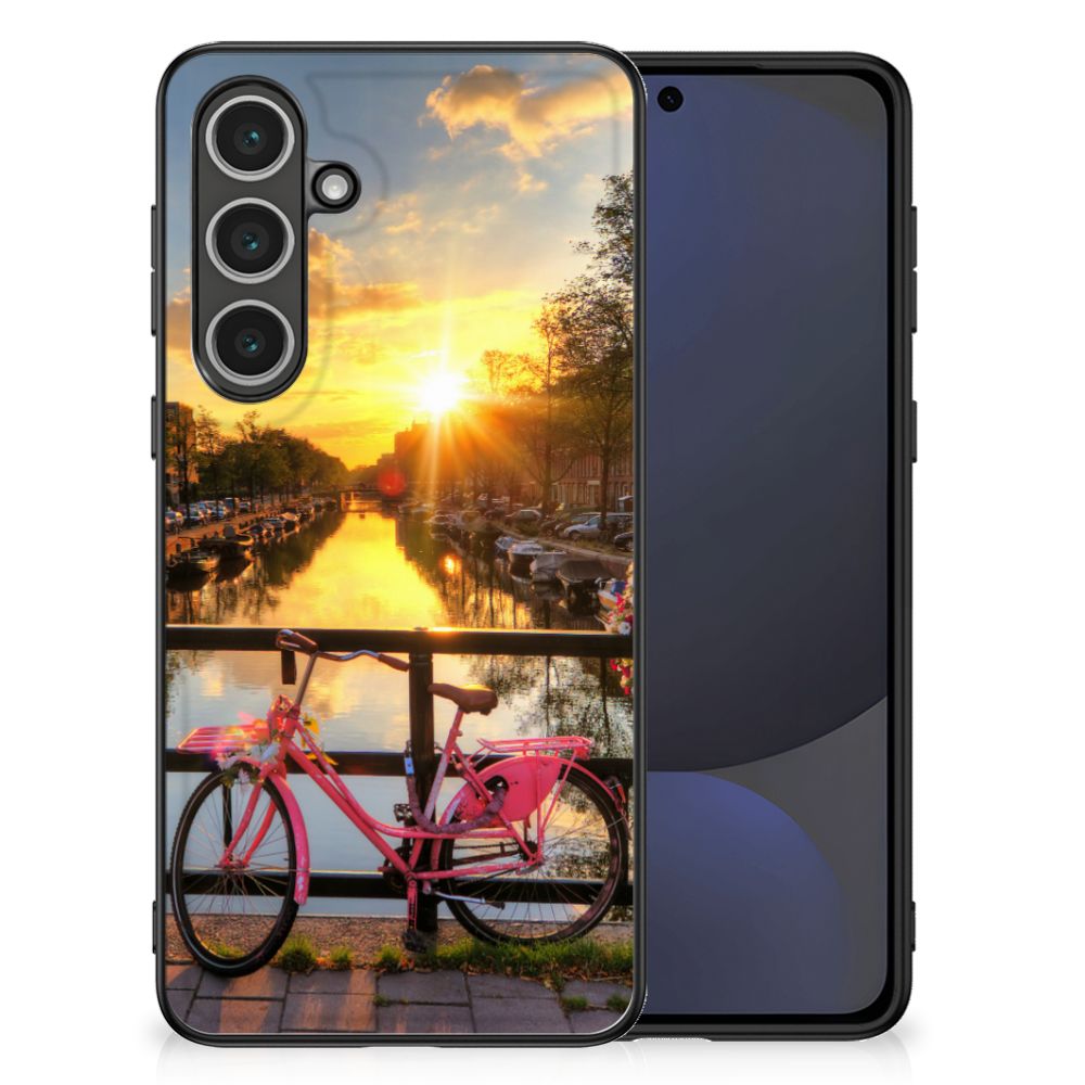 Samsung Galaxy S24 FE TPU Backcover Amsterdamse Grachten fiets zonsondergang aanzicht
