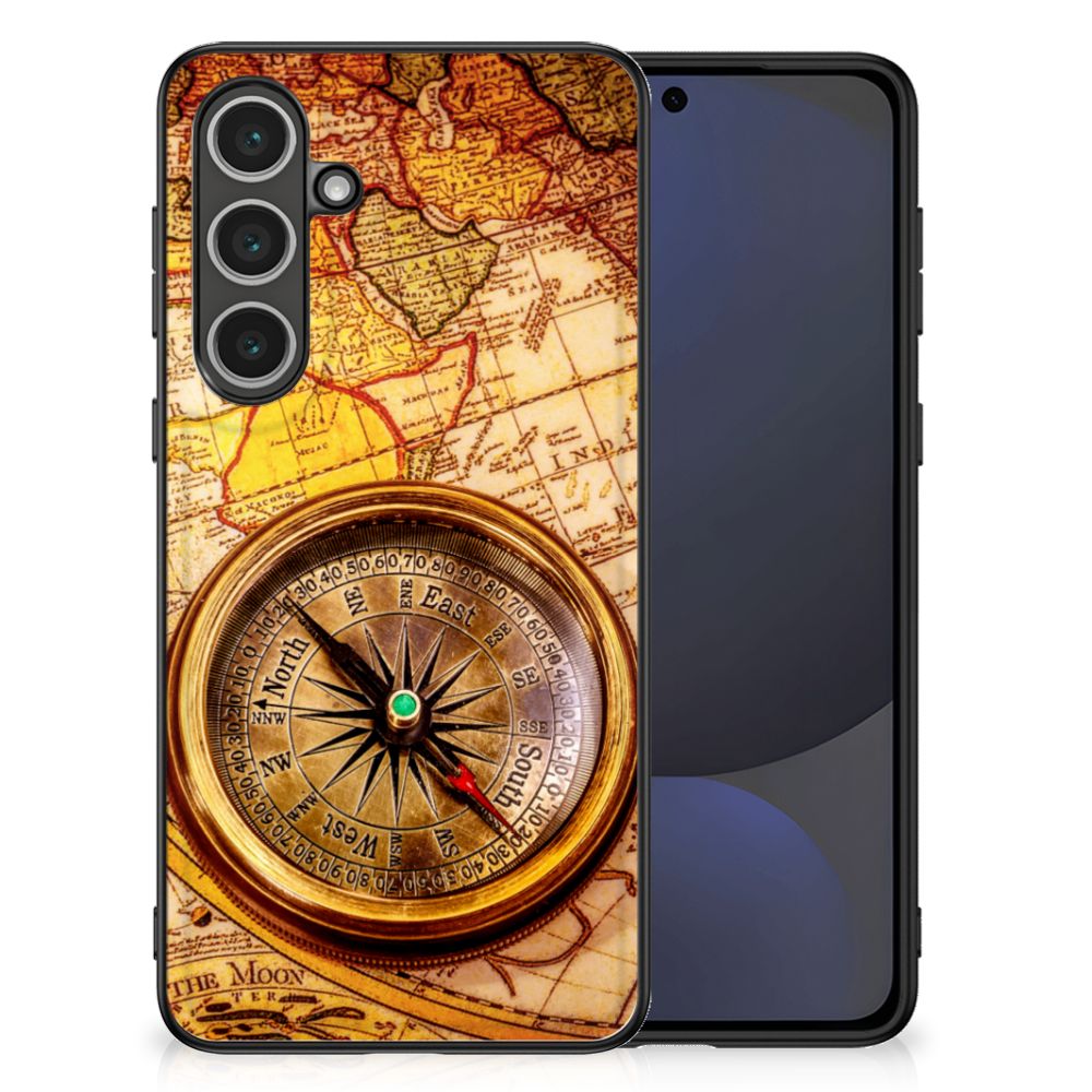 Samsung Galaxy S24 FE TPU Backcover Kompas kompas reizen print zij aanzicht