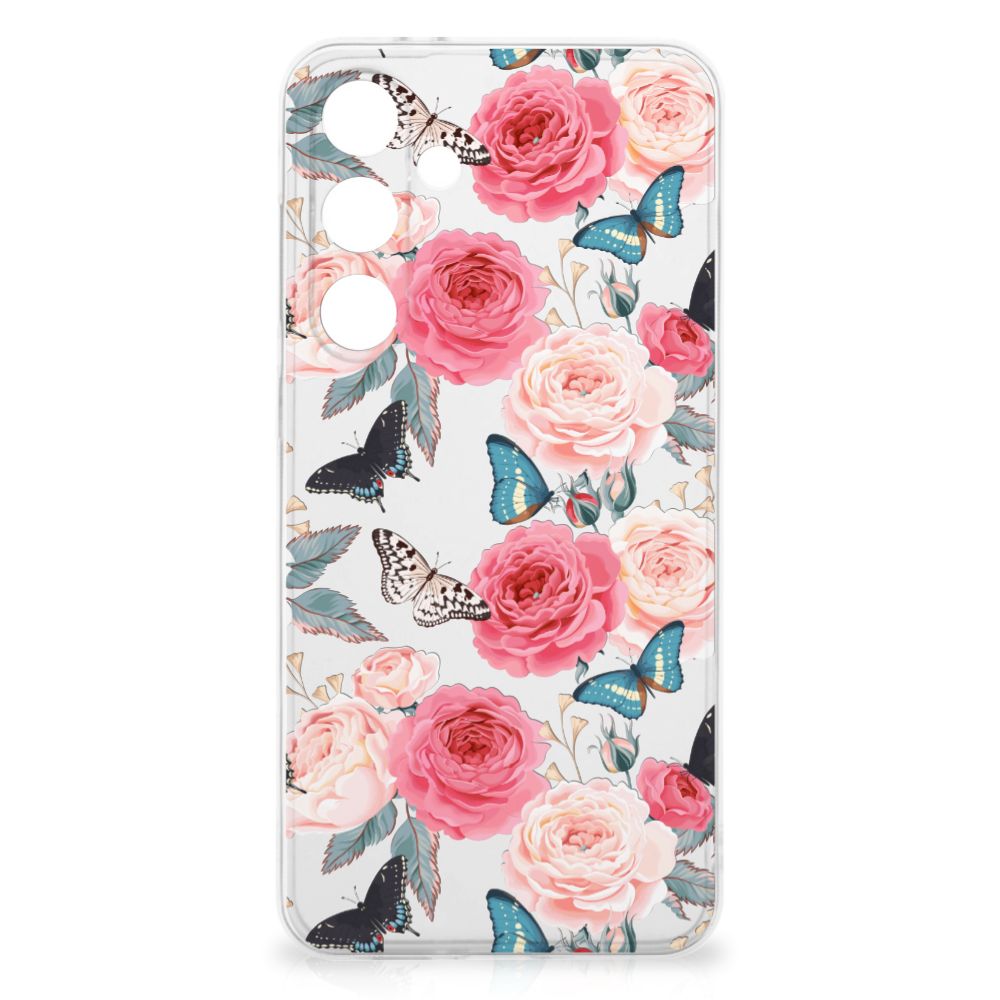 Samsung Galaxy S24 FE TPU Case Butterfly Roses achterkant bloemen vlinders