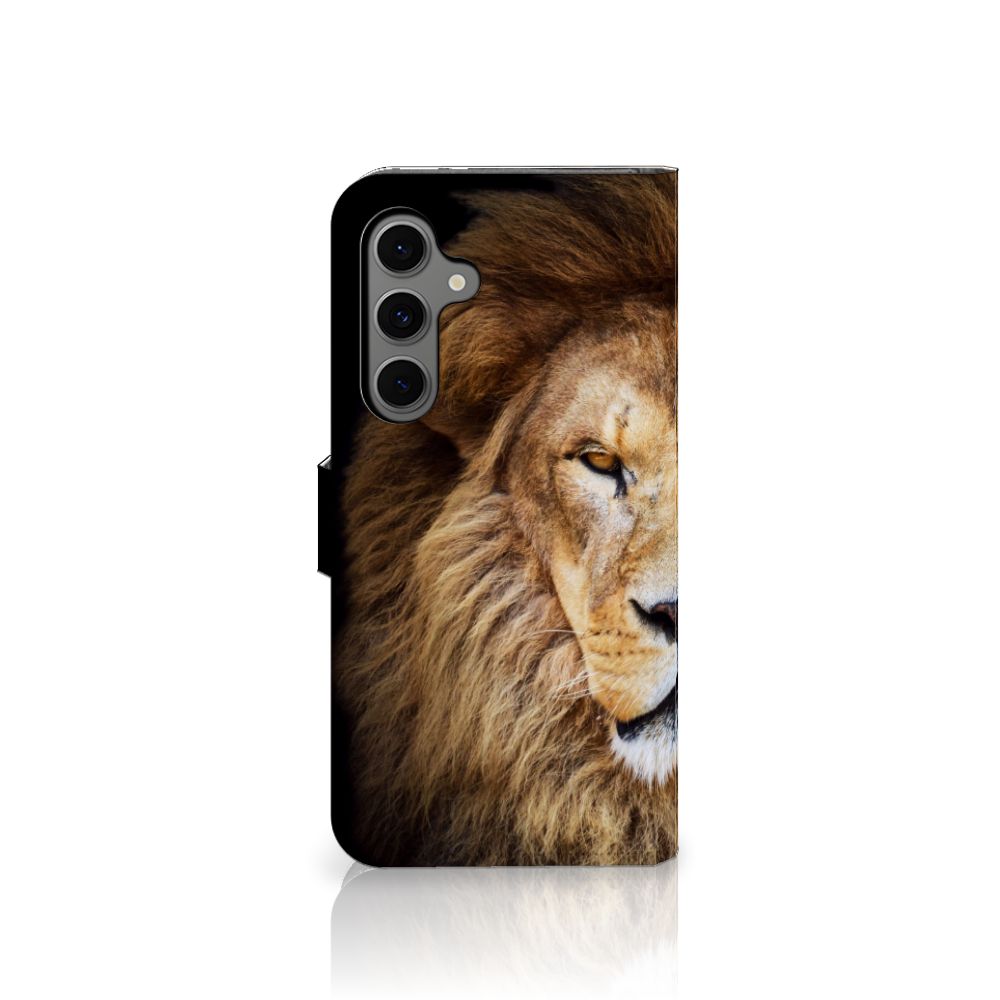 Samsung Galaxy S24 FE Telefoonhoesje met Pasjes Leeuw design leeuw aanzicht