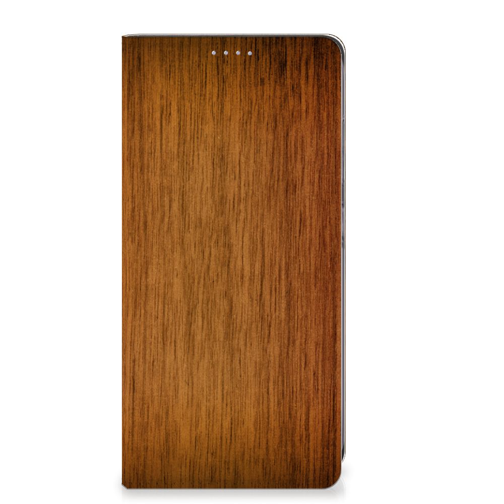 Samsung Galaxy S24 Plus Book Wallet Case Donker Hout hoesje donker hout aanzicht