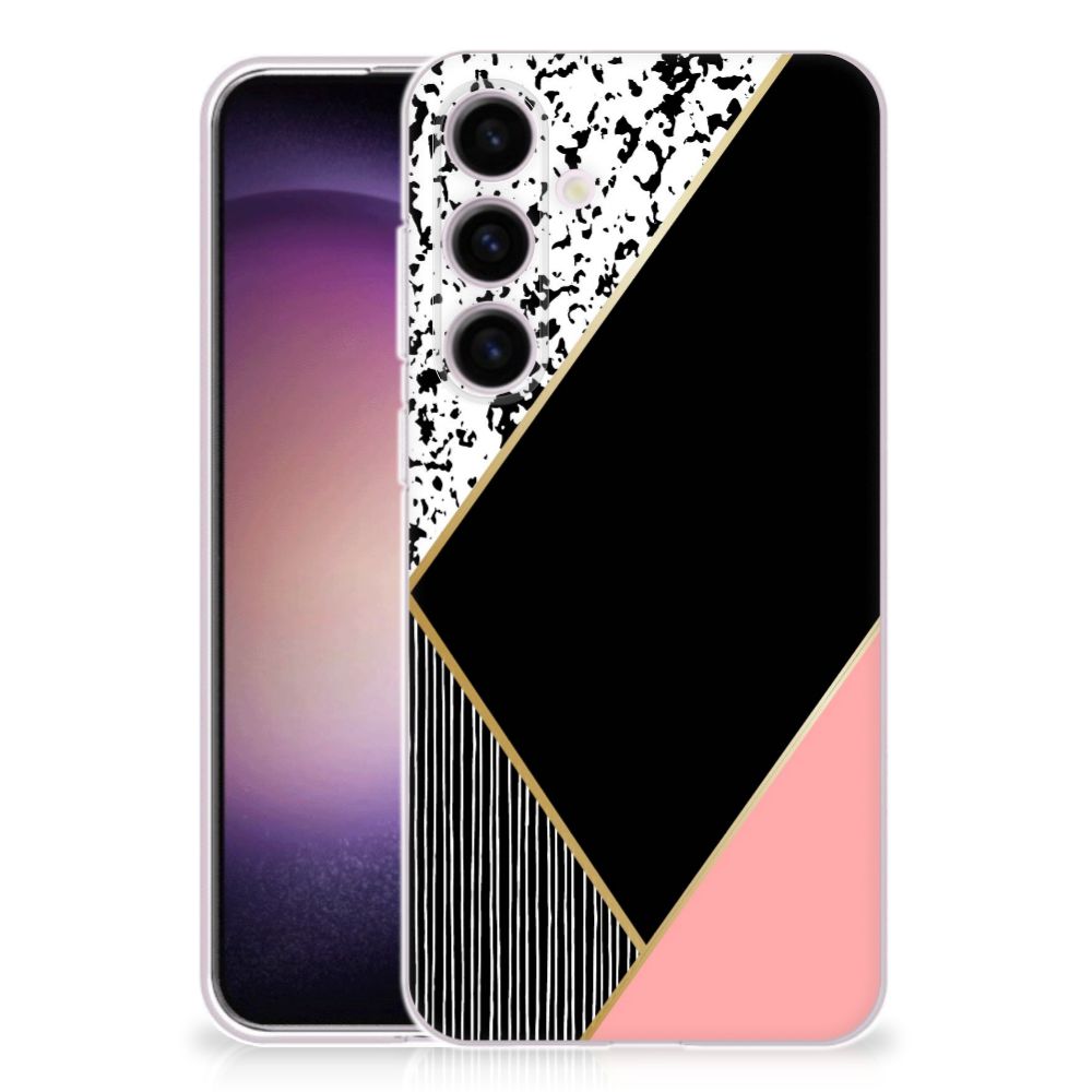 Samsung Galaxy S24 TPU Hoesje Zwart Roze Vormen B2C Telecom