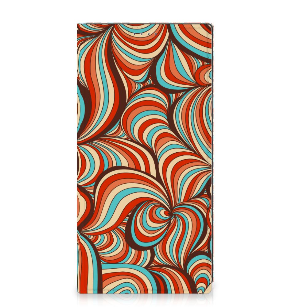 Samsung Galaxy S24 Ultra Bookcase Retro met felle retro kleuren en unieke patronen voor gebruiksgemak en bescherming.